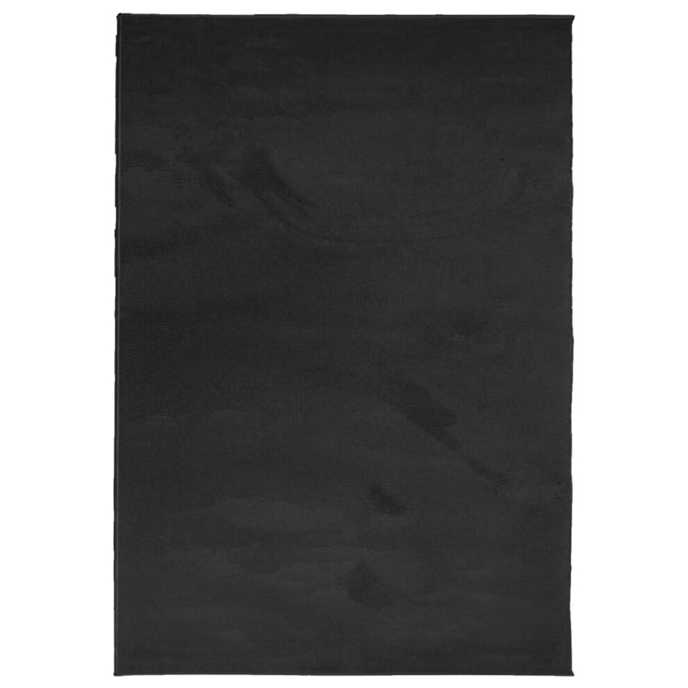 vidaXL Rug Short Pile Soft and Washable Rug Floor Mat Area Rug Carpet Black