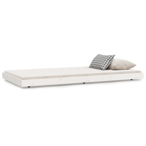 VidaXL vidaXL Solid Wood Pine Bed Frame White 90x200 cm Wooden Bedstead Bed Base 1