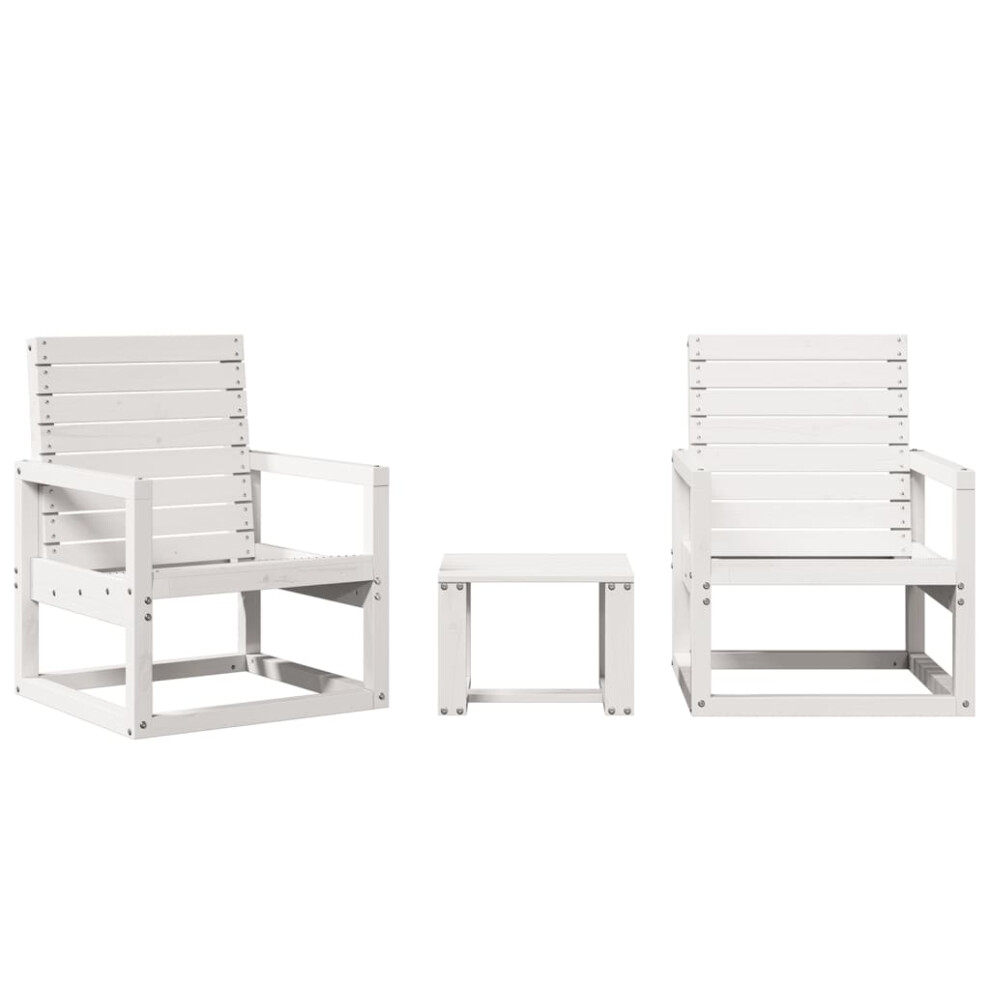 vidaXL Garden Lounge Set 3 Piece Outdoor Lounge Set White Solid Wood Pine