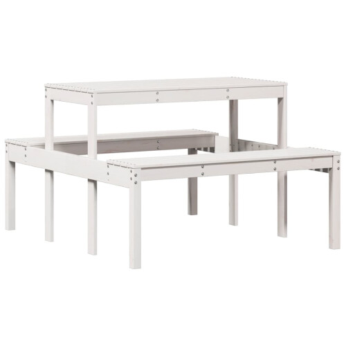 VidaXL vidaXL Picnic Table Outdoor Dining Table Garden Table White Solid Wood Pine 1