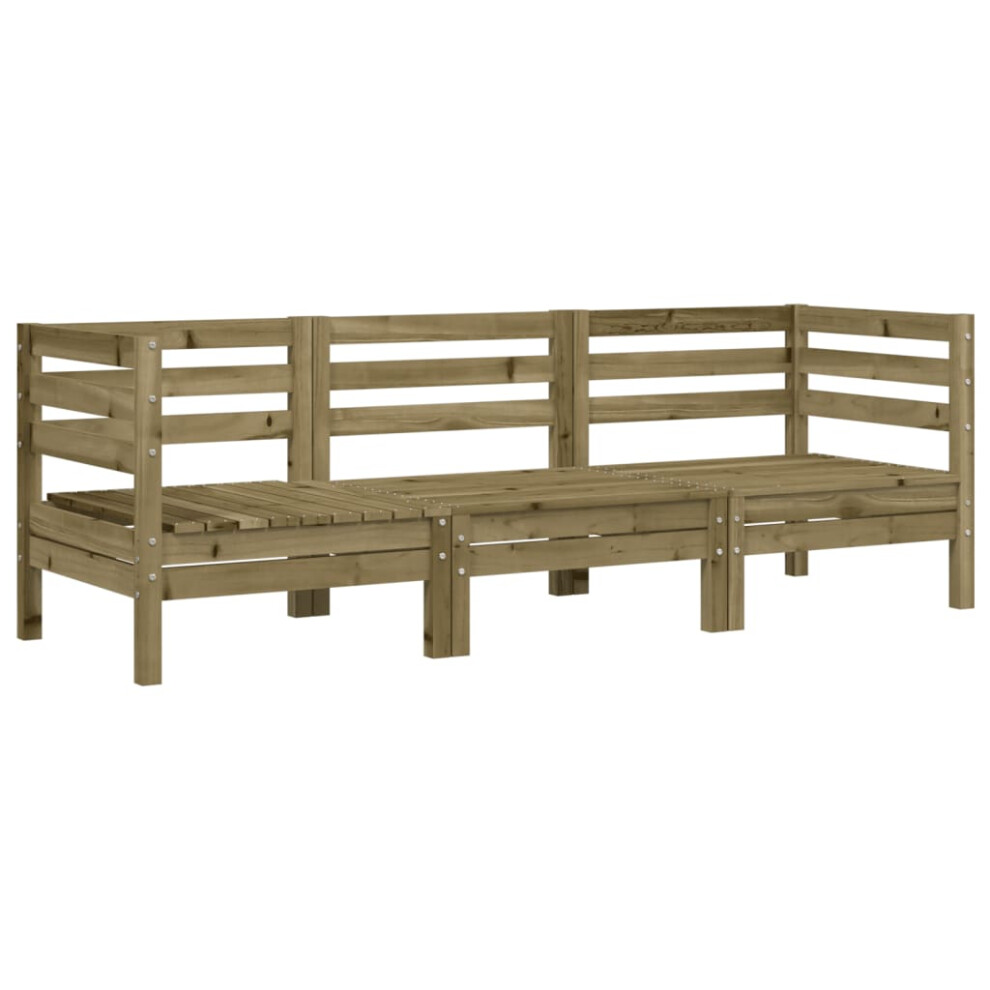 Vidaxl Garden Sofa 3-Seater Outdoor Sectional Sofa Couch Impregnated Wood Pine