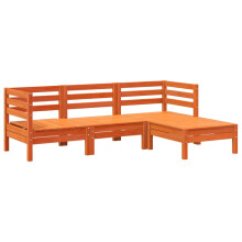vidaXL Garden Sofa 3-Seater with Footstool Couch Wax Brown Solid Wood Pine