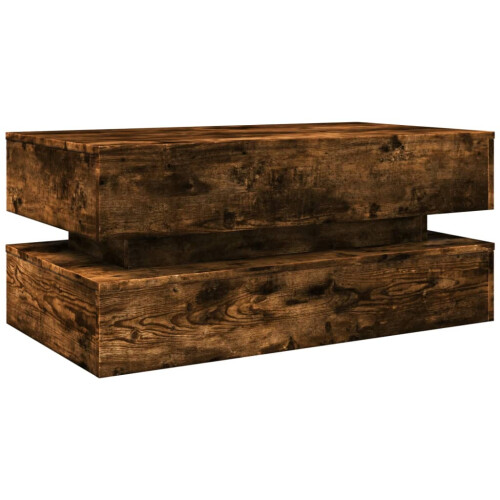 VidaXL vidaXL Coffee Table with LED Lights Hallway End Table Sofa Table Smoked Oak 2