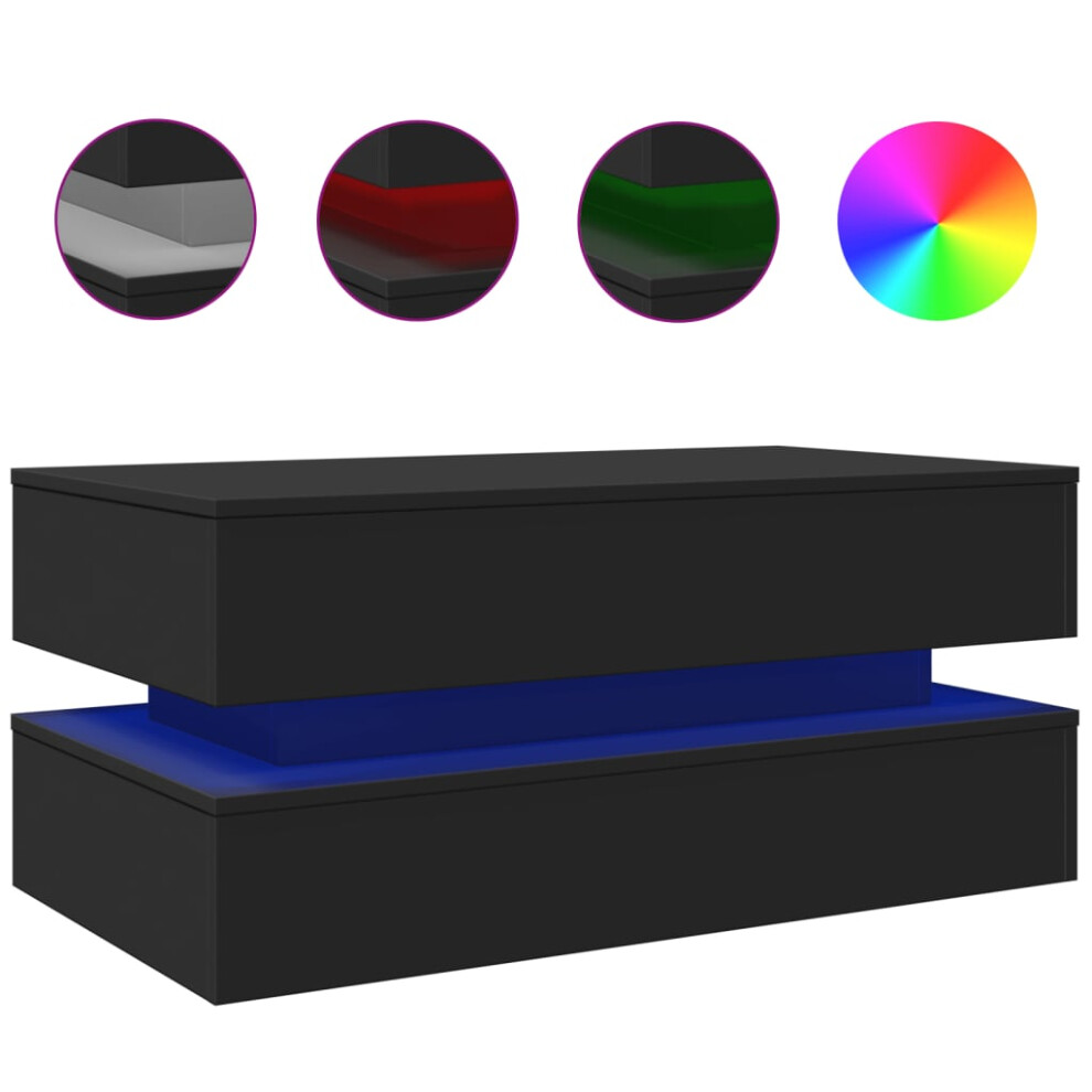 Vidaxl Coffee Table With Led Lights Hallway End Table Side Sofa Table Black
