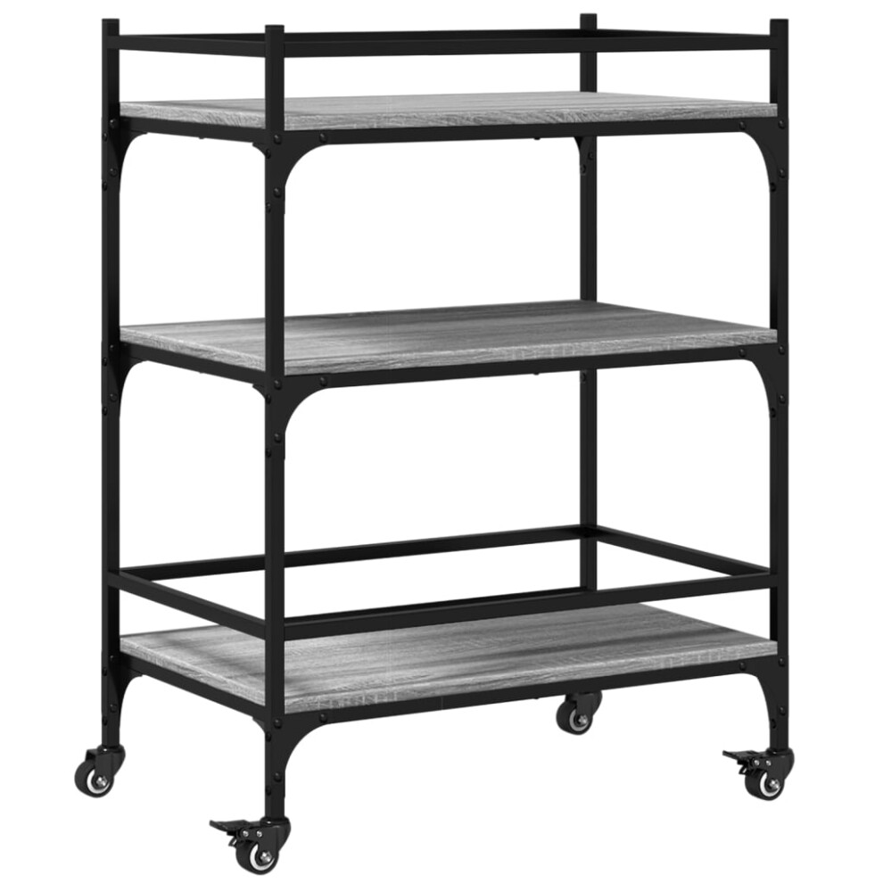 Vidaxl Kitchen Trolley Rolling Cart Storage Cart Grey Sonoma Engineered Wood