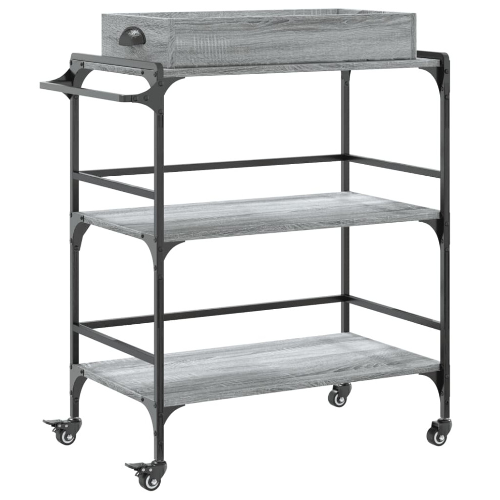 vidaXL Kitchen Trolley Rolling Cart Storage Cart Grey Sonoma Engineered Wood