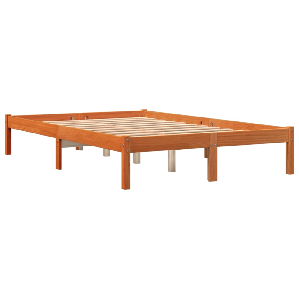 vidaXL Bed Frame Bed Base Wax Brown 120x190 cm Small Double Solid Wood Pine