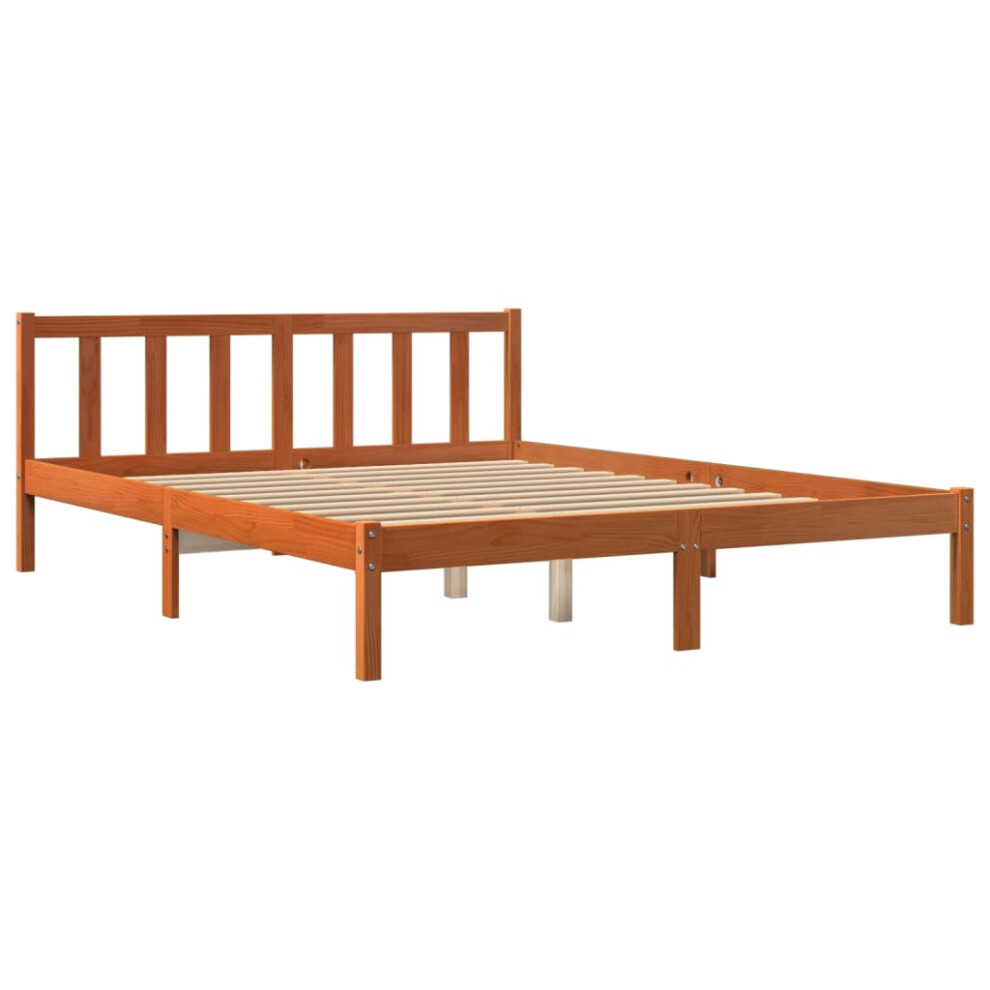 vidaXL Bed Frame Home Bedstead Bed Base Wax Brown 160x200 cm Solid Wood Pine