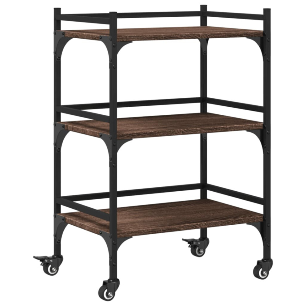 vidaXL Kitchen Trolley Rolling Cart Storage Cart Brown Oak Engineered Wood