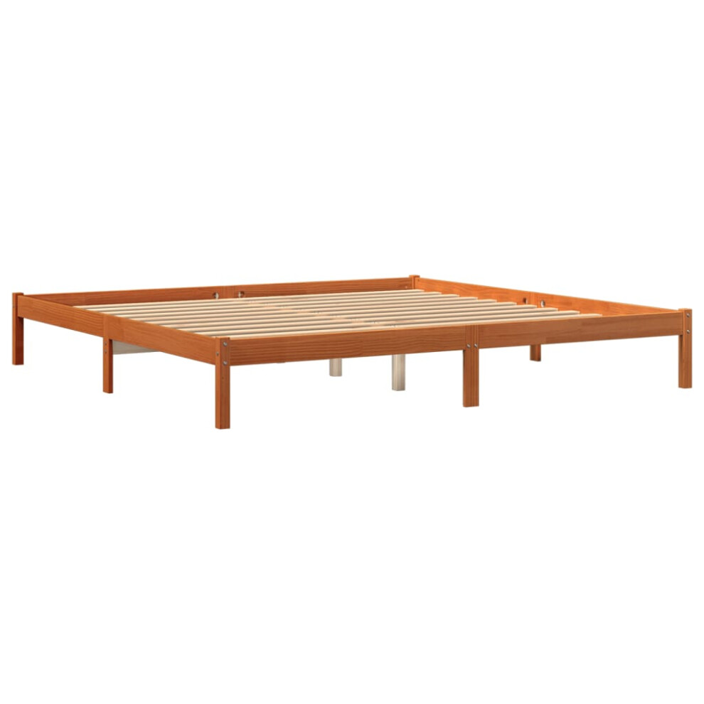 vidaXL Bed Frame Bed Base Wax Brown 180x200 cm Super King Solid Wood Pine