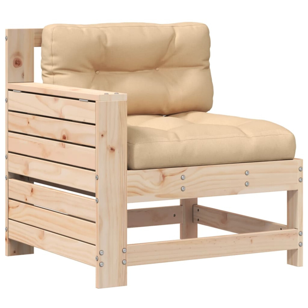 Vidaxl Garden Armrest Sofa With Cushion Outdoor Sectional Sofa Solid Wood Pine