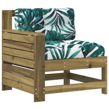 vidaXL Garden Armrest Sofa with Cushion Outdoor Sofa Impregnated Wood Pine