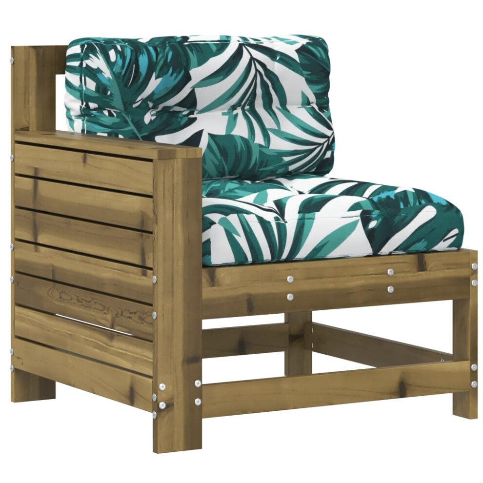 Vidaxl Garden Armrest Sofa With Cushion Outdoor Sofa Impregnated Wood Pine
