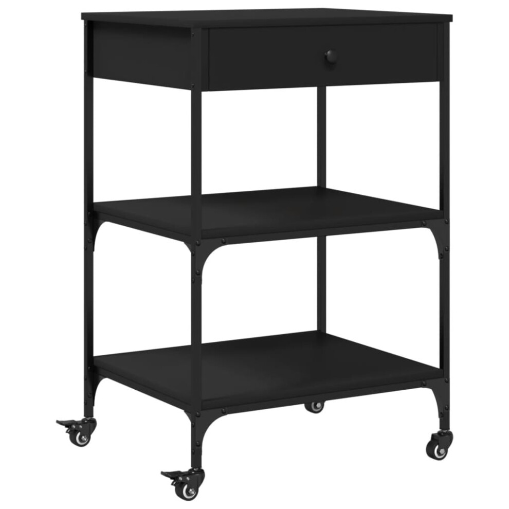 Vidaxl Kitchen Trolley Rolling Cart Storage Cart Trolley Black Engineered Wood