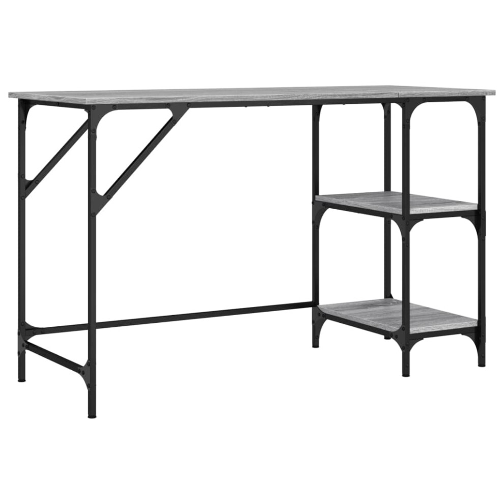 Vidaxl Desk Writing Desk Computer Desk Grey Sonoma Metal And Engineered Wood