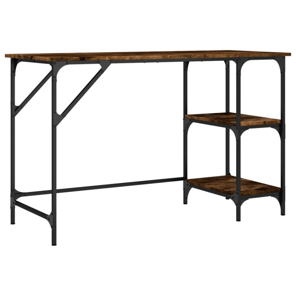 Vidaxl Desk Writing Desk Computer Desk Smoked Oak Metal And Engineered Wood