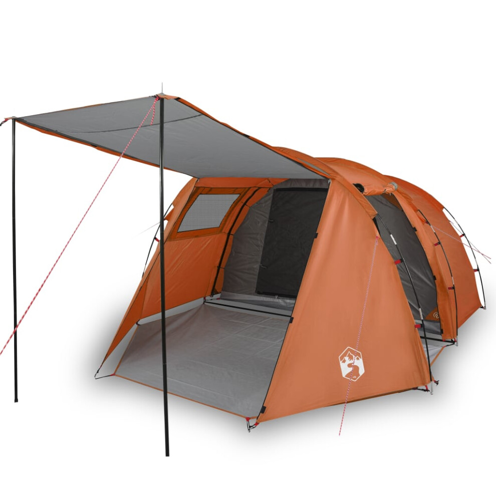 vidaXL Camping Tent 4 Persons Lightweight Tent Grey and Orange 185T Taffeta