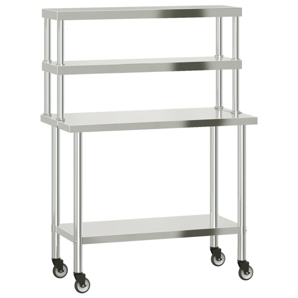 Vidaxl Kitchen Work Table With Overshelf Prep Catering Table Stainless Steel