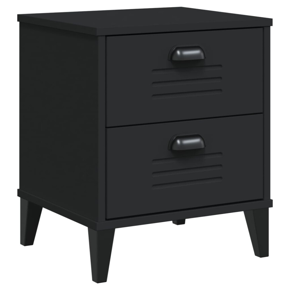 vidaXL Bedside Cabinet Side Table Nightstand Bed Table Black Solid Wood Pine