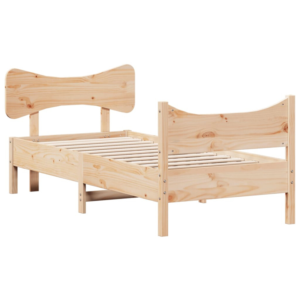 vidaXL Bed Frame with Headboard Bed Base Bedstead 90x200 cm Solid Wood Pine