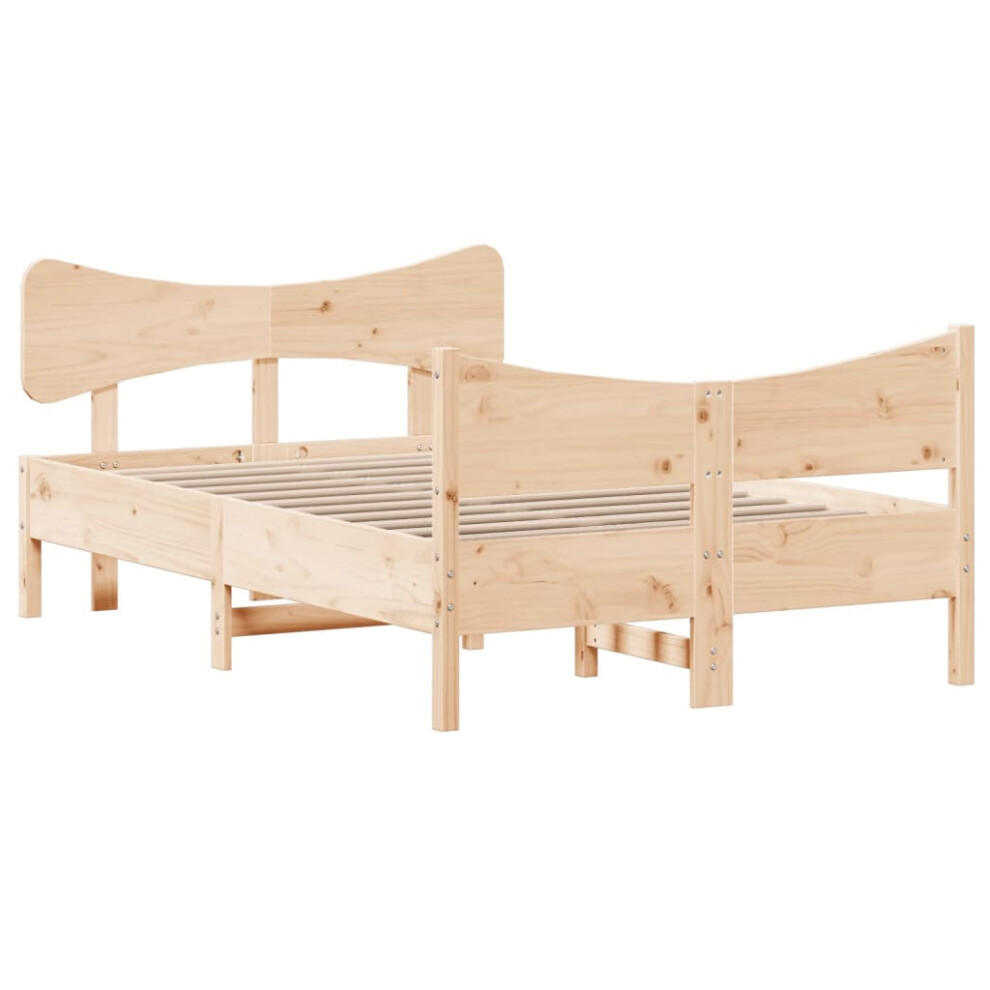 vidaXL Bed Frame with Headboard Bed 120x190 cm Small Double Solid Wood Pine