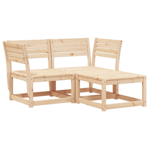 VidaXL vidaXL Garden Sofa Set 3 Piece Outdoor Sofa Set Corner Sofa Solid Wood Pine 1