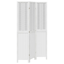 vidaXL Room Divider 3 Panels Office Privacy Screen White Solid Wood Paulownia