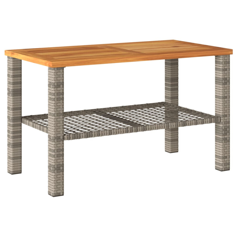 vidaXL Garden Table Outdoor Table Dining Table Grey Poly Rattan Acacia Wood