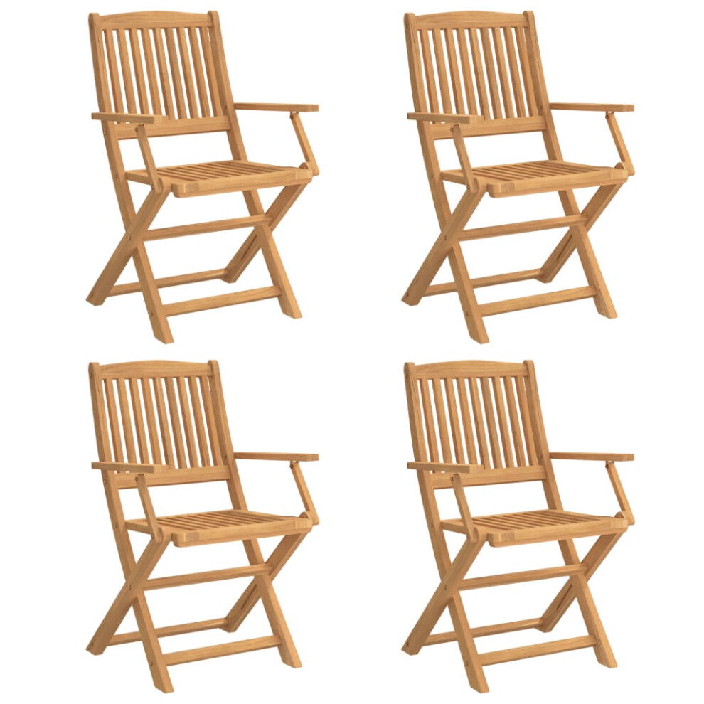 vidaXL Folding Garden Chairs Outdoor Dining Chair 4 pcs Solid Wood Acacia