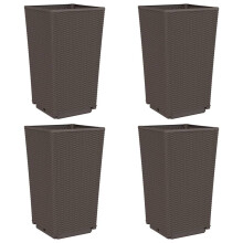 vidaXL Garden Planters Outdoor Flower Pot Herb Planter Pot Box 4 pcs Brown PP