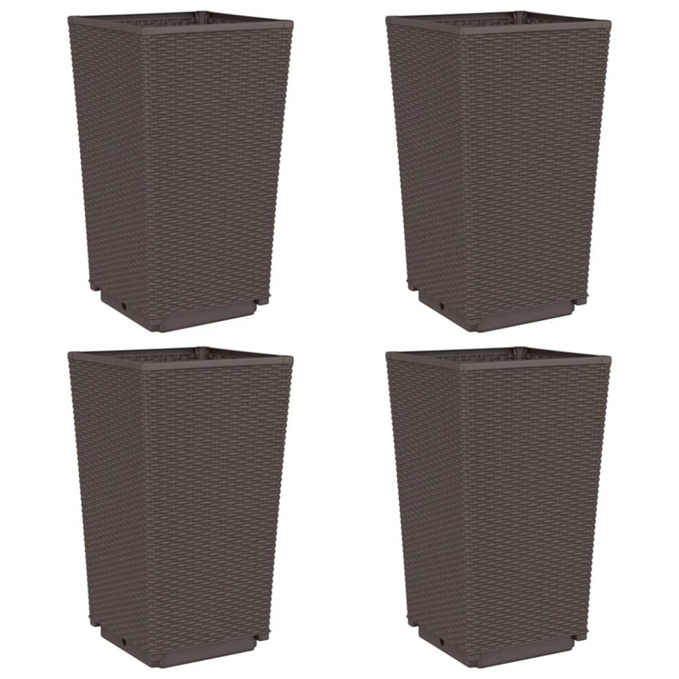 vidaXL Garden Planters Outdoor Flower Pot Herb Planter Pot Box 4 pcs Brown PP