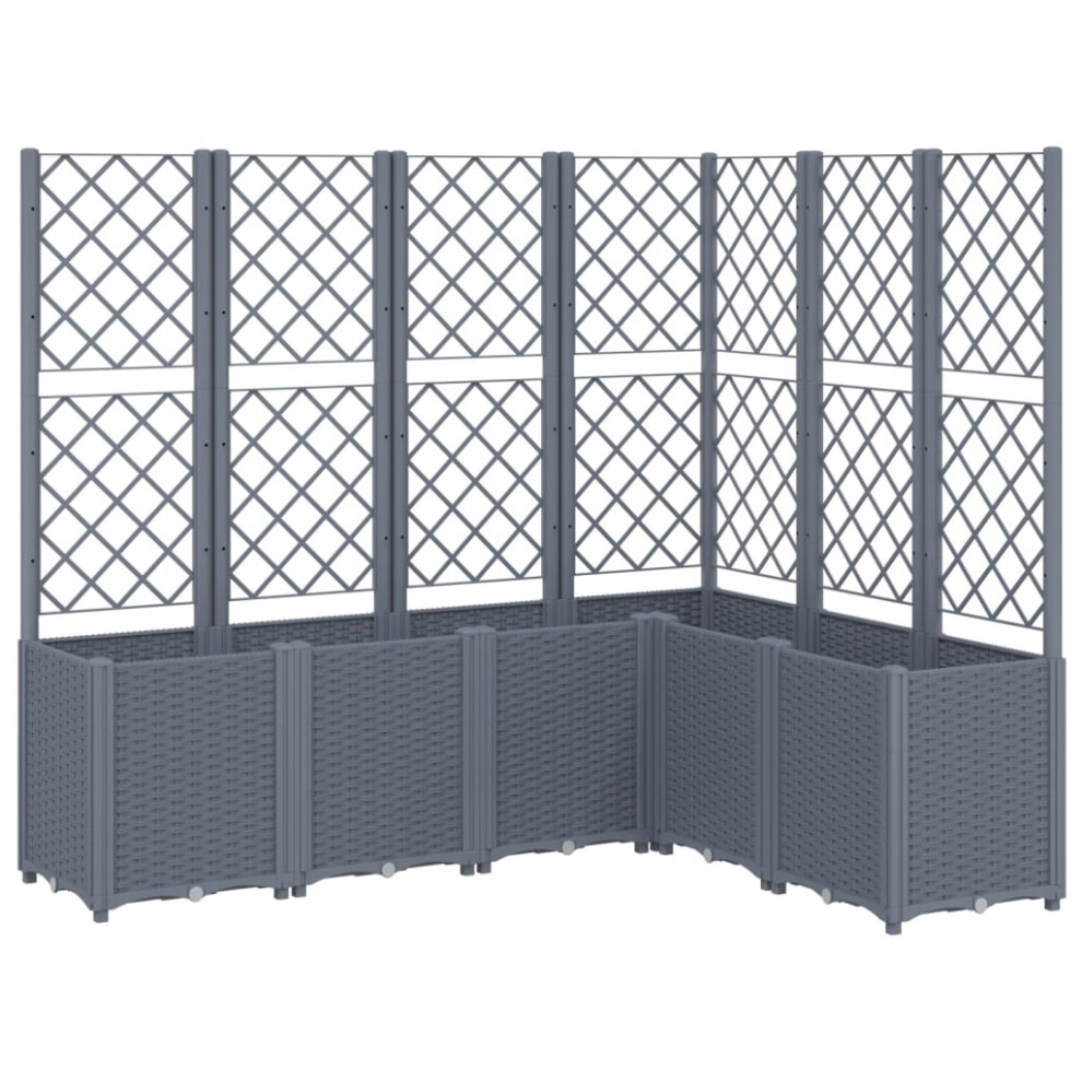 vidaXL Garden Planter with Trellis Outdoor Flower Pot Planter Pot Box Grey PP