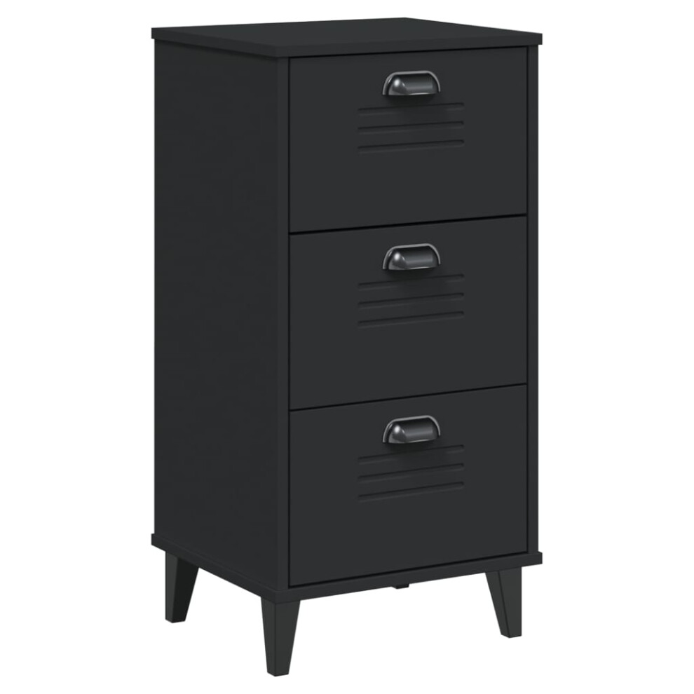 vidaXL Bedside Cabinet Side Table Nightstand Bed Table Black Solid Wood Pine