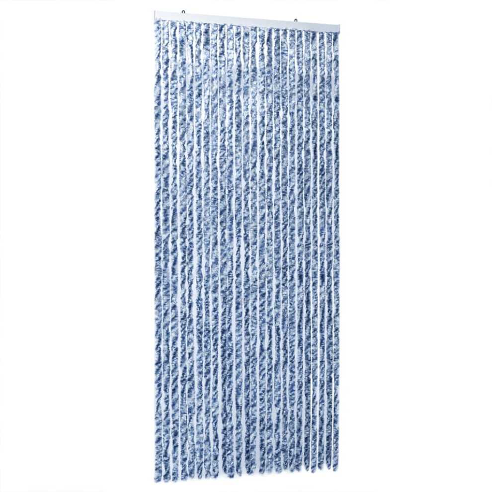 vidaXL Fly Curtain Door Curtain Fly Screen Blue and White 100x230 cm Chenille