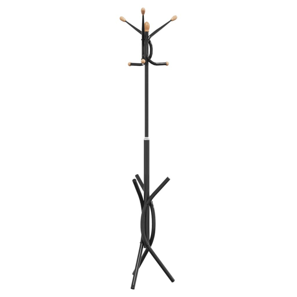 vidaXL Coat Stand Coat Rack Clothes Stand Coat Hanger Black Powder-coated Iron