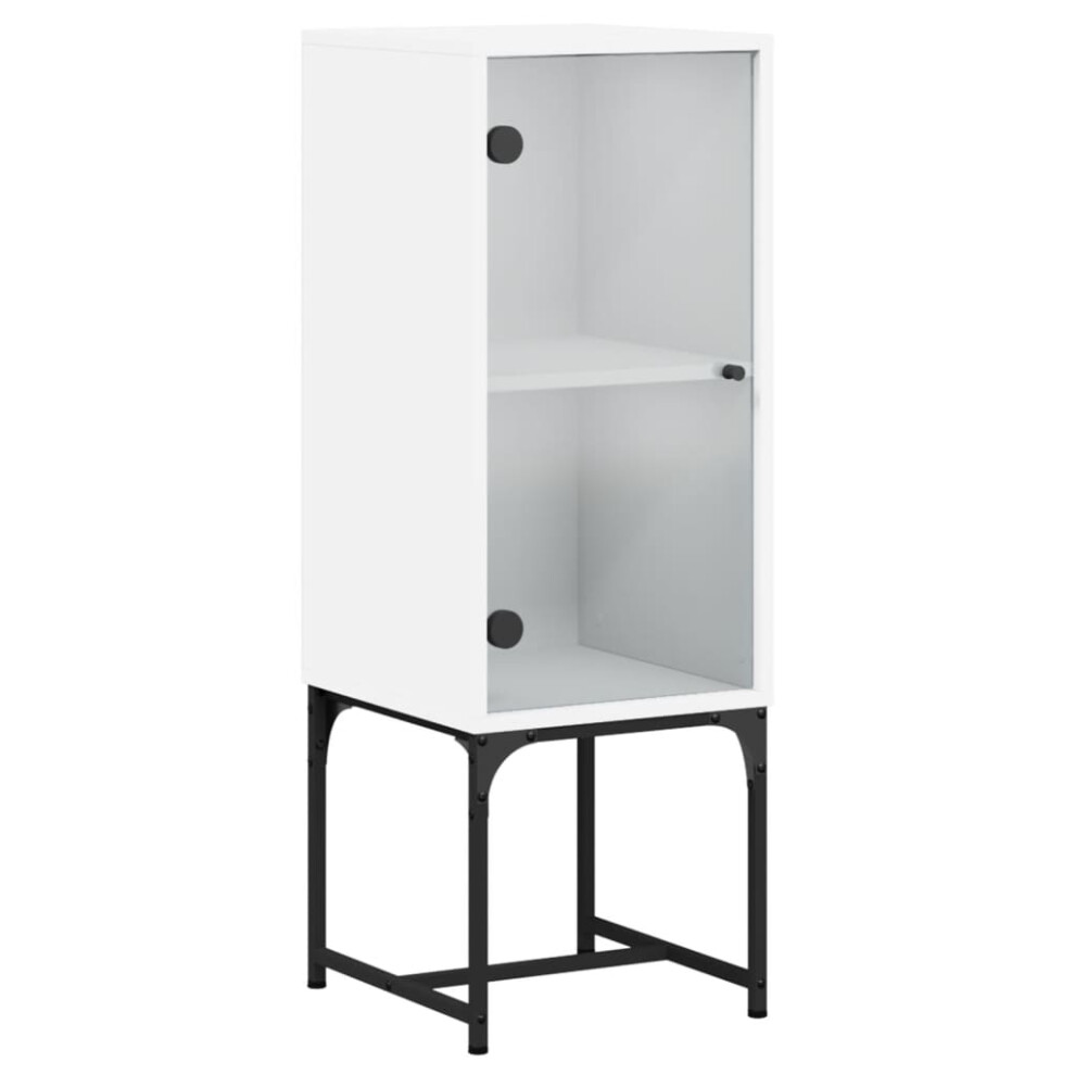 vidaXL Side Cabinet with Glass Doors Storage Cabinet Cupboard Side Board White