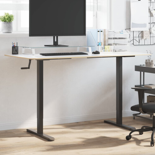 VidaXL vidaXL Standing Desk Frame Height Adjustable Table Workstation Black Steel 2