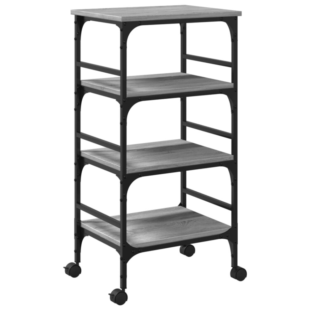 vidaXL Kitchen Trolley Rolling Cart Storage Cart Grey Sonoma Engineered Wood