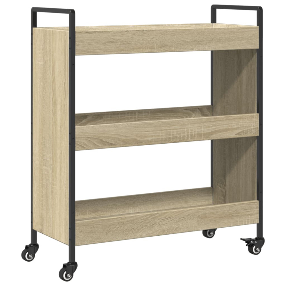 Vidaxl Kitchen Trolley Rolling Cart Storage Cart Sonoma Oak Engineered Wood
