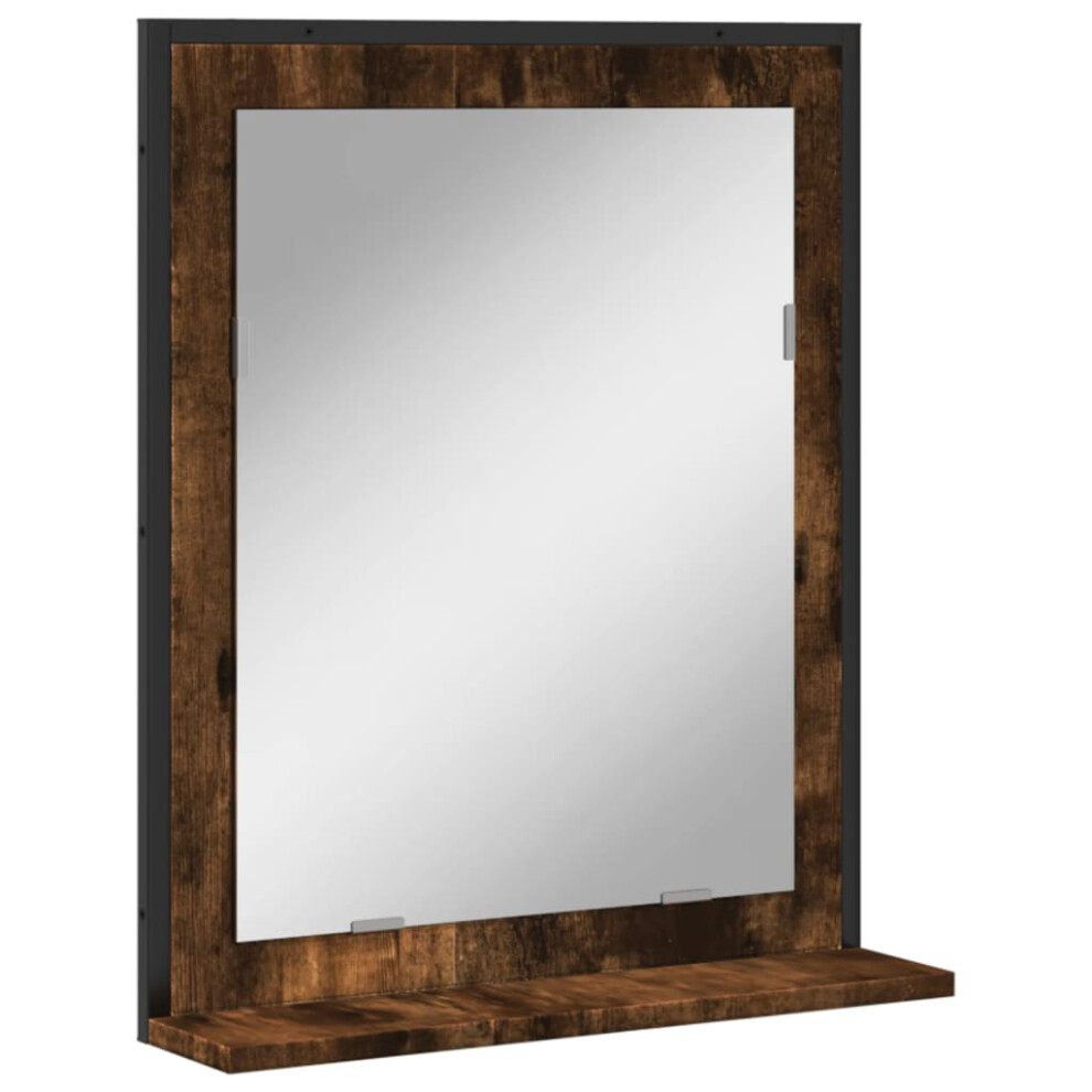 vidaXL Bathroom Mirror with Shelf Bath Wall Mirror Smoked Oak Engineered Wood