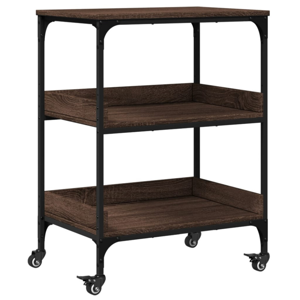 vidaXL Kitchen Trolley Rolling Cart Storage Cart Brown Oak Engineered Wood