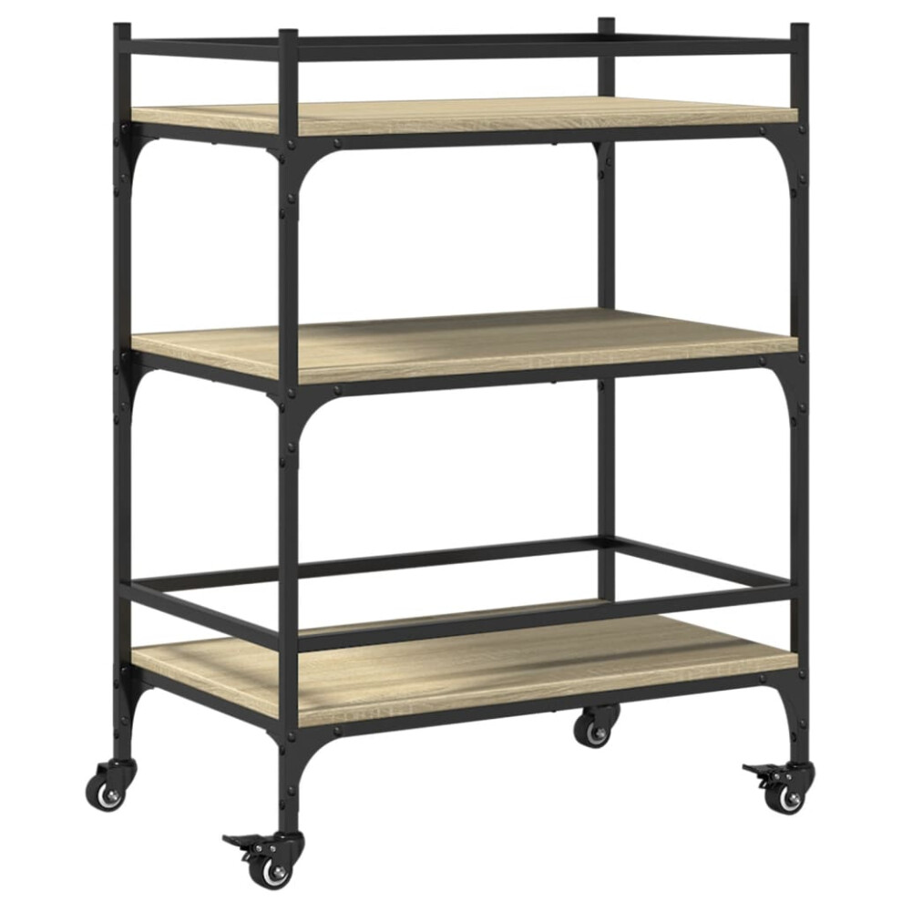 Vidaxl Kitchen Trolley Rolling Cart Storage Cart Sonoma Oak Engineered Wood