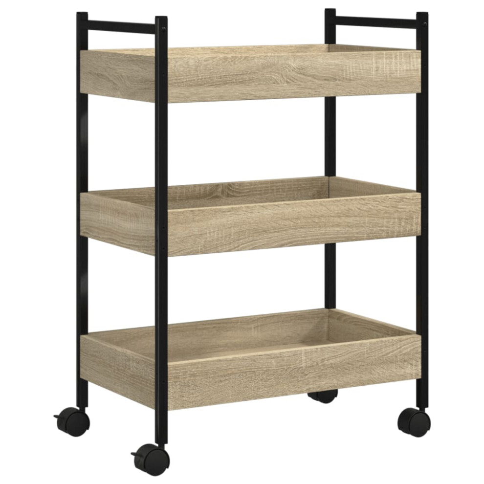 vidaXL Kitchen Trolley Rolling Cart Storage Cart Sonoma Oak Engineered Wood