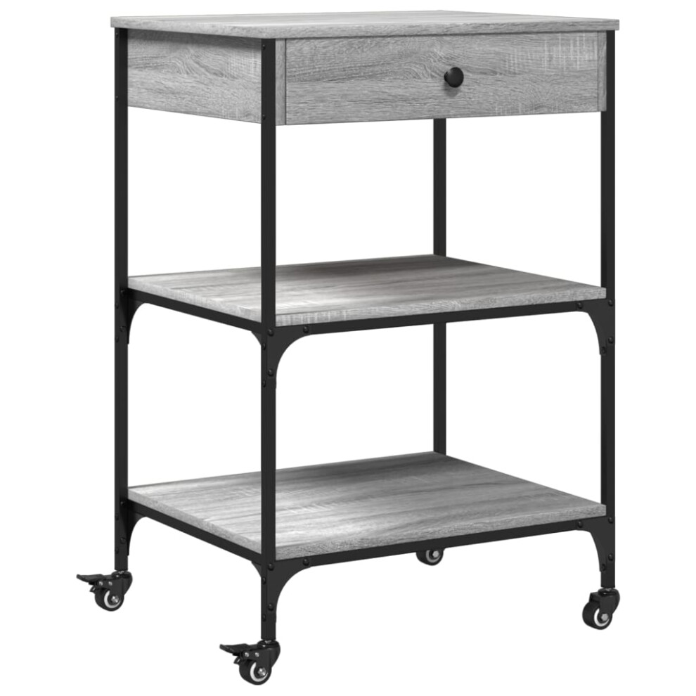 Vidaxl Kitchen Trolley Rolling Cart Storage Cart Grey Sonoma Engineered Wood