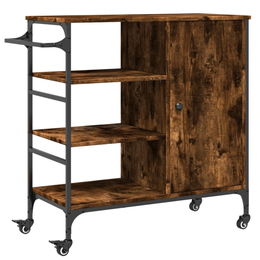 Vidaxl Kitchen Trolley Rolling Cart Storage Cart Smoked Oak Engineered Wood