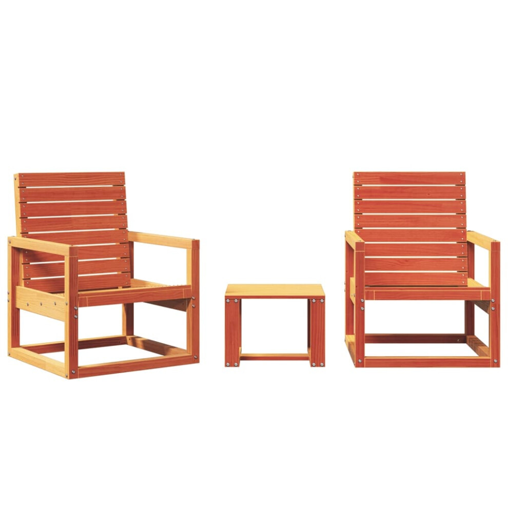 Vidaxl Garden Lounge Set 3 Piece Outdoor Lounge Set Wax Brown Solid Wood Pine