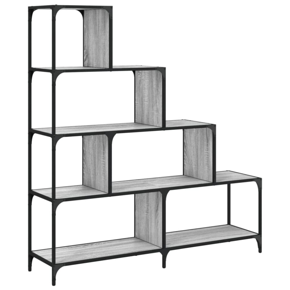 vidaXL Bookcase 4-Stair Bookshelf Cabinet Rack Grey Sonoma Engineered Wood