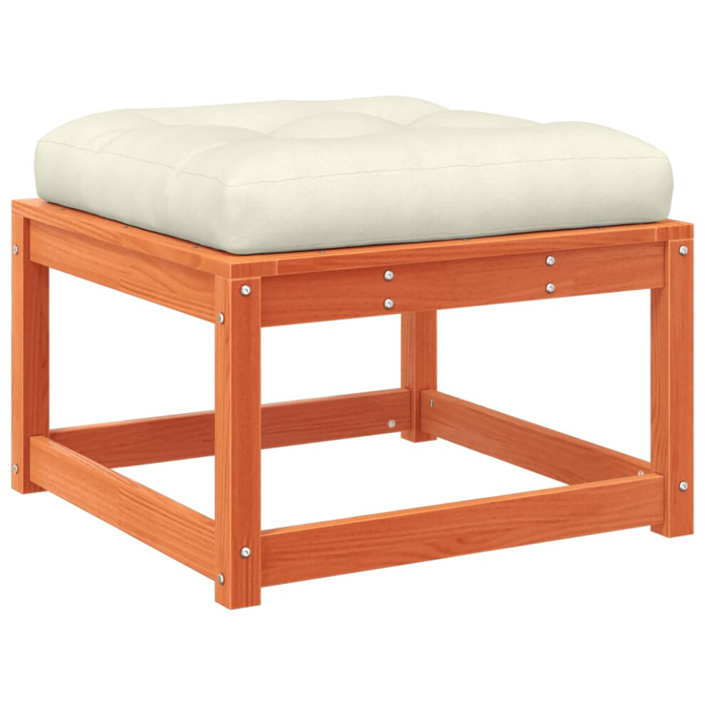 Vidaxl Garden Footstool With Cushions Ottoman Stool Wax Brown Solid Wood Pine