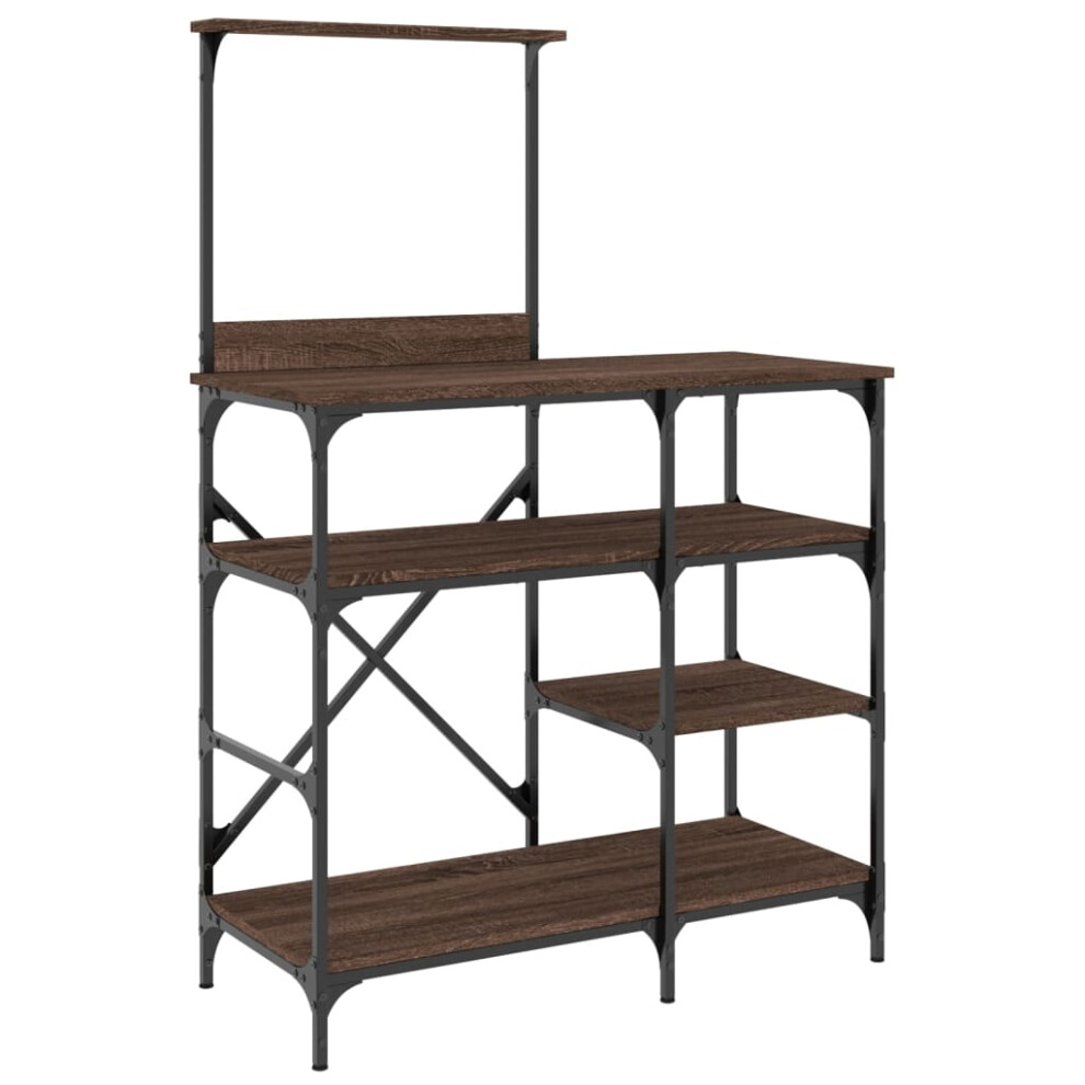 vidaXL Baker's Rack Storage Kitchen Rack Brown Oak Engineered Wood and Metal