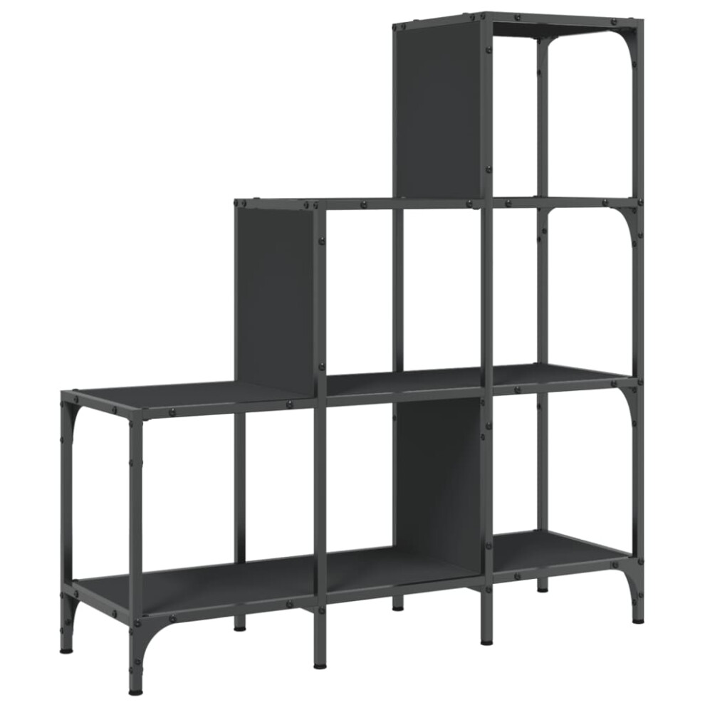 vidaXL Bookcase Bookshelf Storage Side Cabinet Black Engineered Wood and Metal